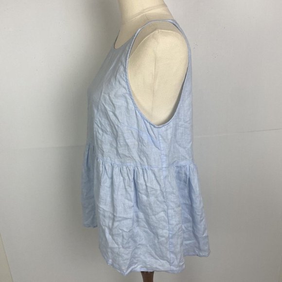 Sportsgirl Size 10 Women's Top Blouse 100% LINEN Blue Tank - Picture 4 of 9